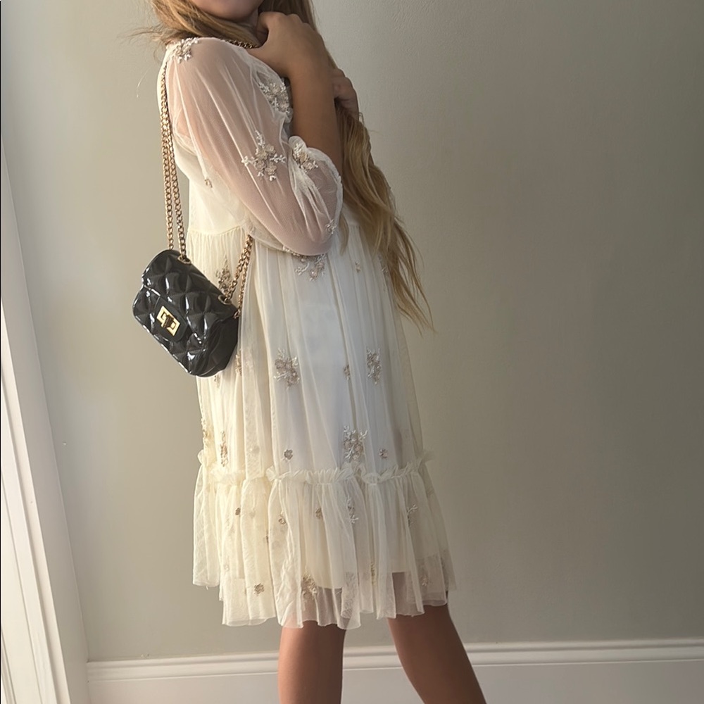 Zara Kids Formal Dress in Cream with Black Accents